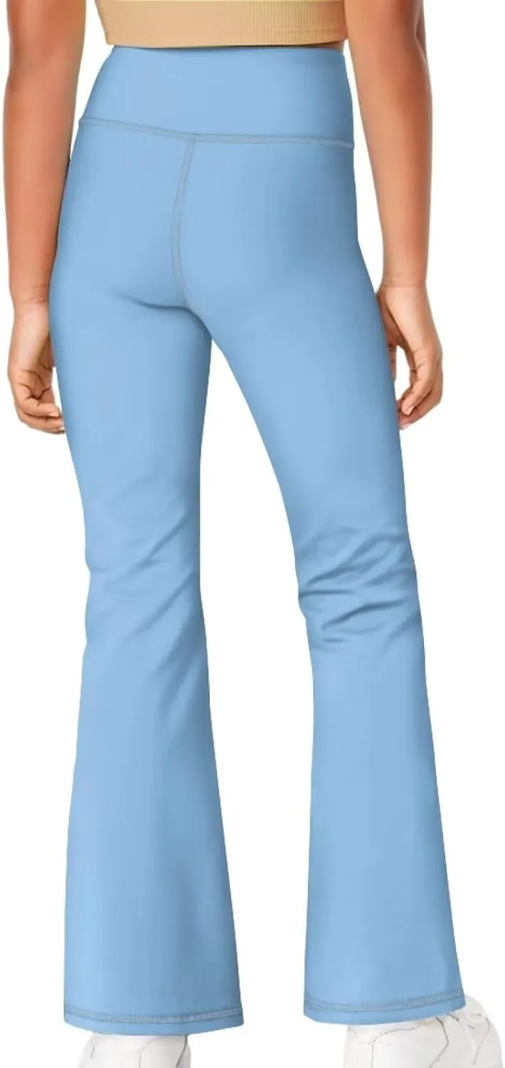 Flare Yoga Pants for Girl High Cut Legging Tummy Control Kids Long Trousers Casual Bell Bottom Sweatpants