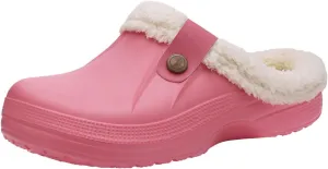 Fleece Lined Clogs Fur Fuzzy Fluffy Waterproof Slippers Women Men Winter Garden Shoes Warm House Slippers Indoor Outdoor Mules