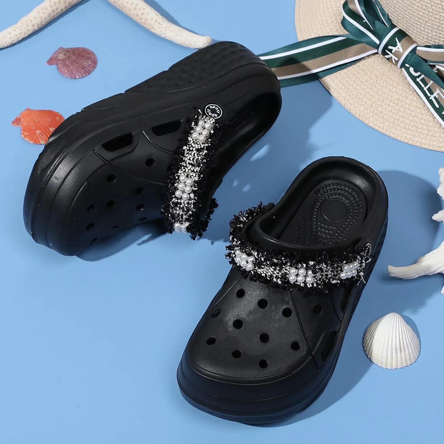 FLIOZY Women's Gardener Platform Clogs Slippers Hight Heels Mules Clog Wedge Sandals Outdoor Beach Shoes