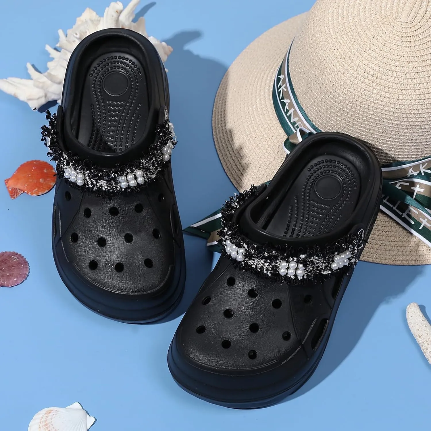 FLIOZY Women's Gardener Platform Clogs Slippers Hight Heels Mules Clog Wedge Sandals Outdoor Beach Shoes