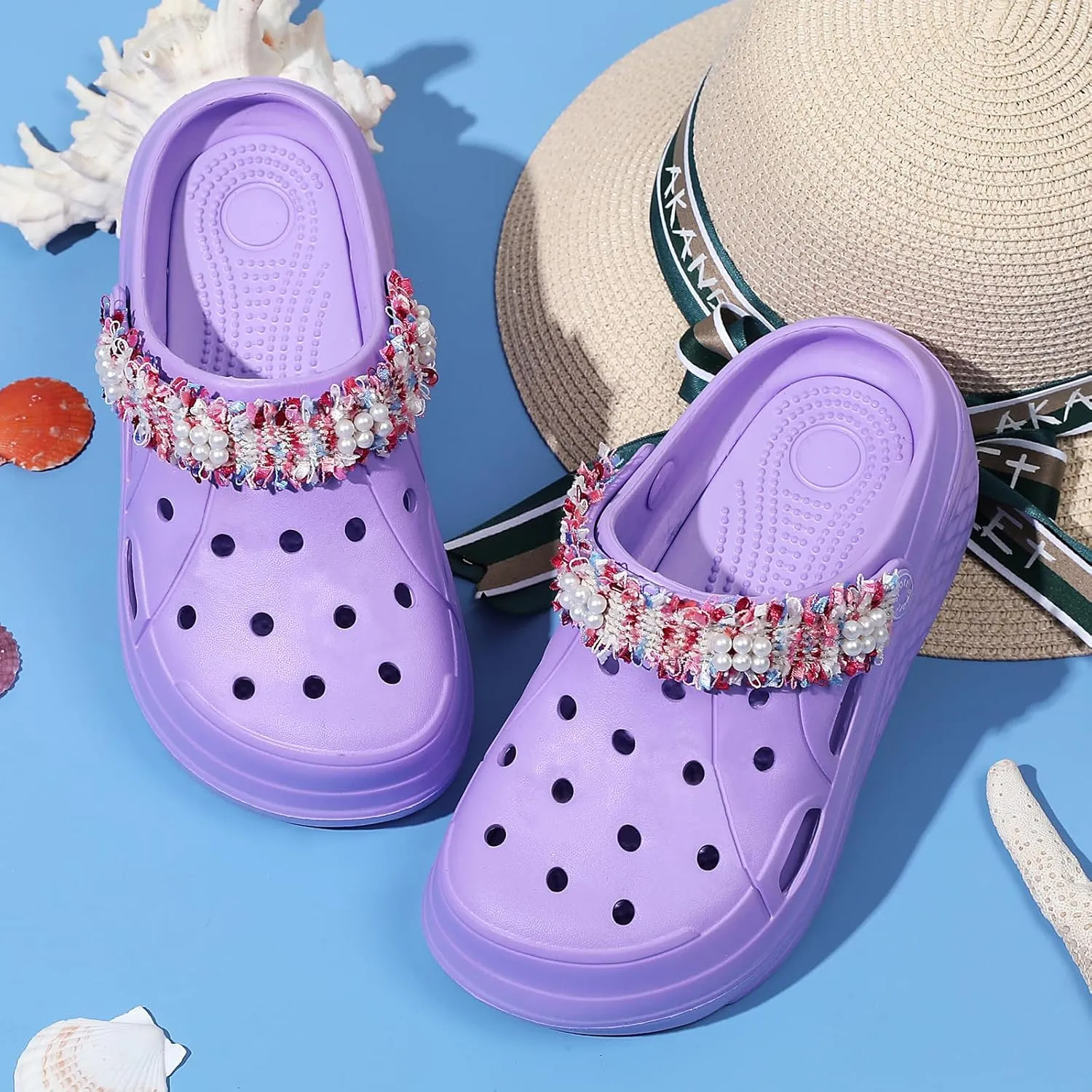 FLIOZY Women's Gardener Platform Clogs Slippers Hight Heels Mules Clog Wedge Sandals Outdoor Beach Shoes