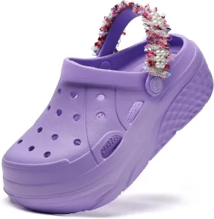 FLIOZY Women's Gardener Platform Clogs Slippers Hight Heels Mules Clog Wedge Sandals Outdoor Beach Shoes