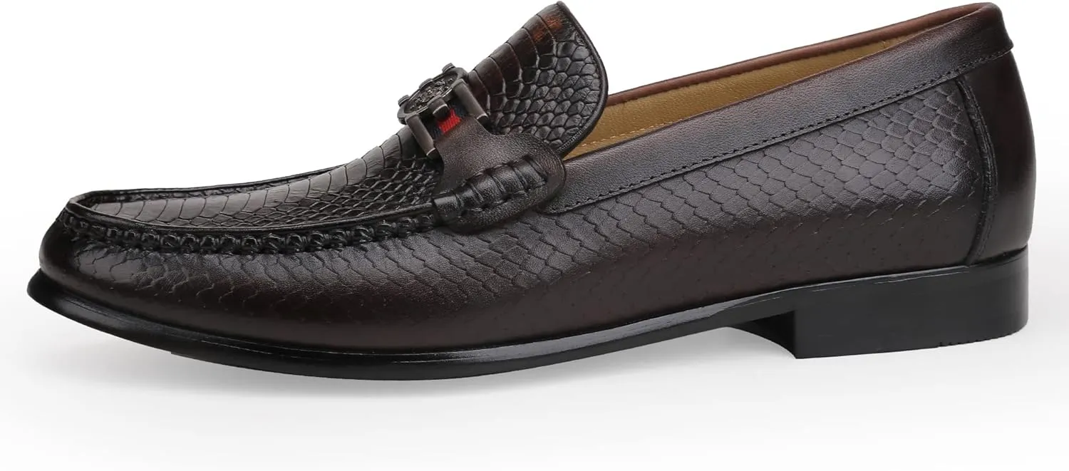 Formal Dress Shoes for Men, Premium Buckle Moc-Toe Business Shoes Casual Slip-on Penny Loafer