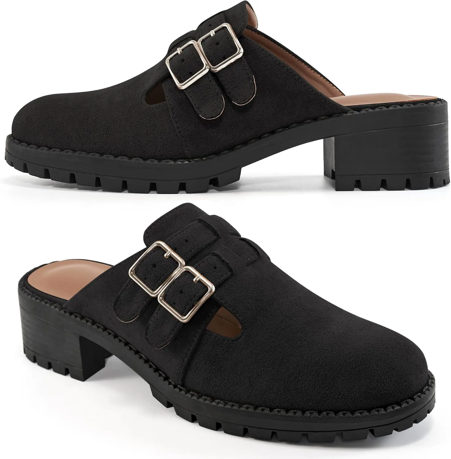 FUDYNMALC Womens Mules Chunky Clogs: Comfortable Slip On Dress Shoes Platform Backless Slides Loafers for Work Business Casual