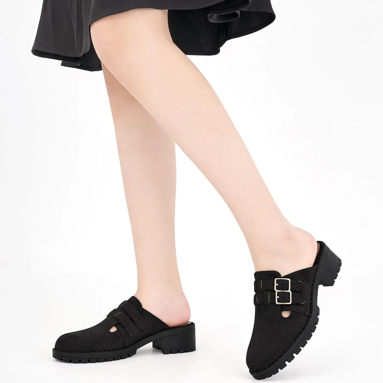 FUDYNMALC Womens Mules Chunky Clogs: Comfortable Slip On Dress Shoes Platform Backless Slides Loafers for Work Business Casual