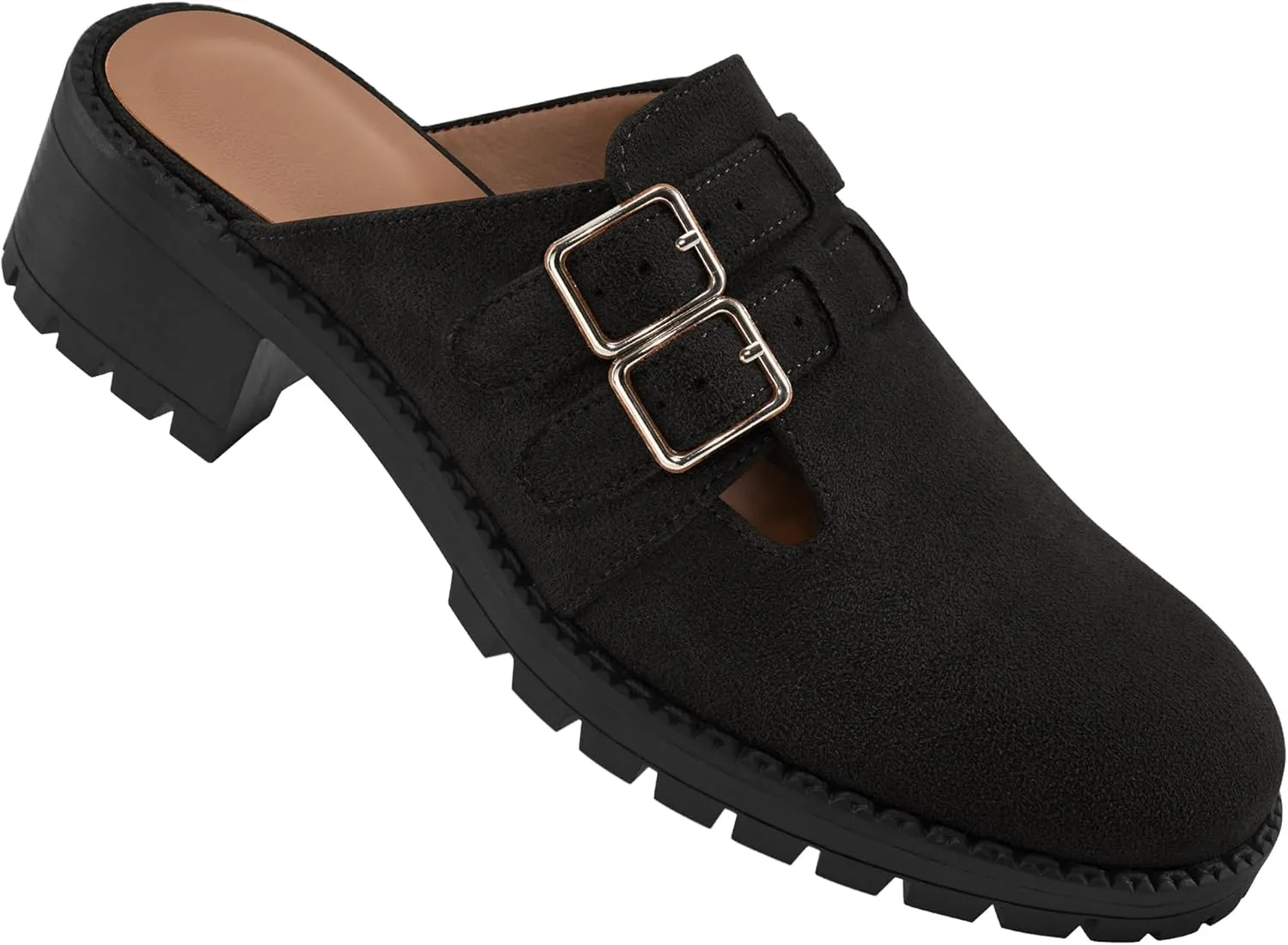 FUDYNMALC Womens Mules Chunky Clogs: Comfortable Slip On Dress Shoes Platform Backless Slides Loafers for Work Business Casual