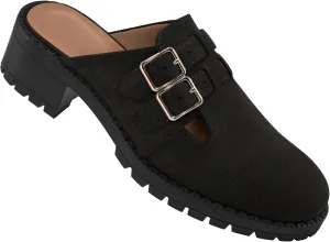FUDYNMALC Womens Mules Chunky Clogs: Comfortable Slip On Dress Shoes Platform Backless Slides Loafers for Work Business Casual