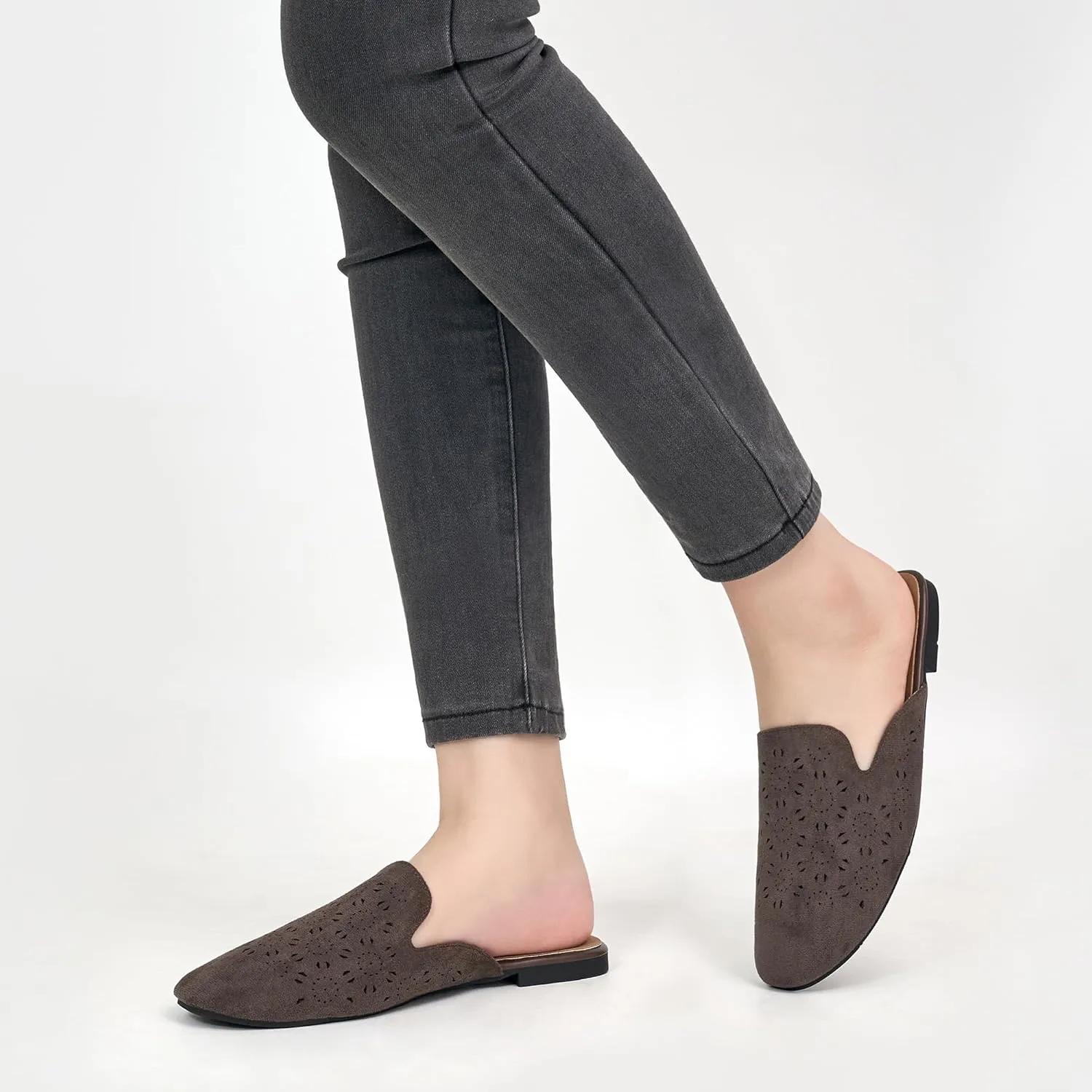 FUDYNMALC Womens Mules Flats Shoes: Casual Closed Toe Suede Backless Loafers Comfortable Dressy Slip-on Slides Footwear