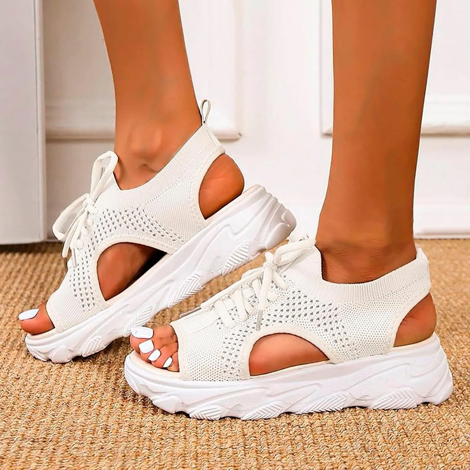 Fululuer Women Summer Washable Slingback Orthopedic Slide Sport Sandals,Super Comfy Sports Knit Sandals Mesh Soft Sole Fashion Women's Shoes Walking Sandals Women Arch Support Wide Width Sandals