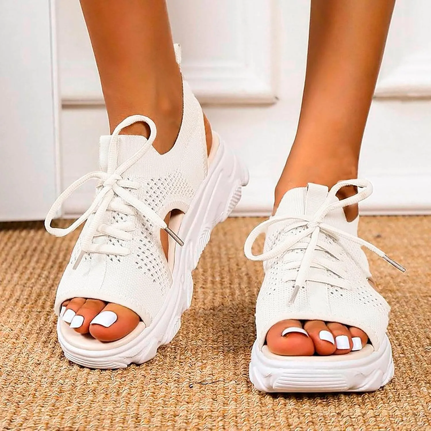 Fululuer Women Summer Washable Slingback Orthopedic Slide Sport Sandals,Super Comfy Sports Knit Sandals Mesh Soft Sole Fashion Women's Shoes Walking Sandals Women Arch Support Wide Width Sandals