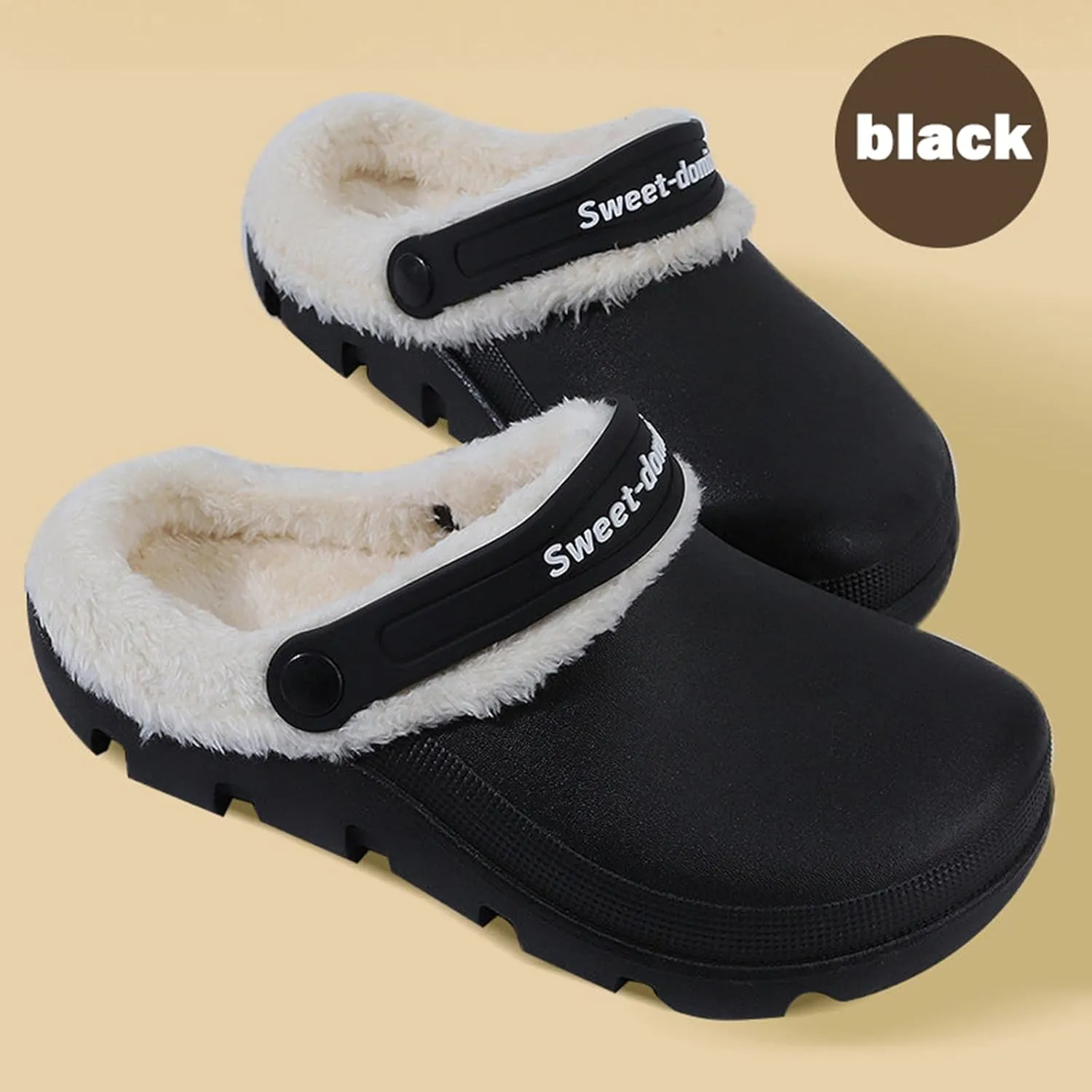 Garden Clogs Fuzzy for House : Women Men Warm Fur Lined Slippers for Winter Unisex Non-Slip Mules for Indoor Outdoor