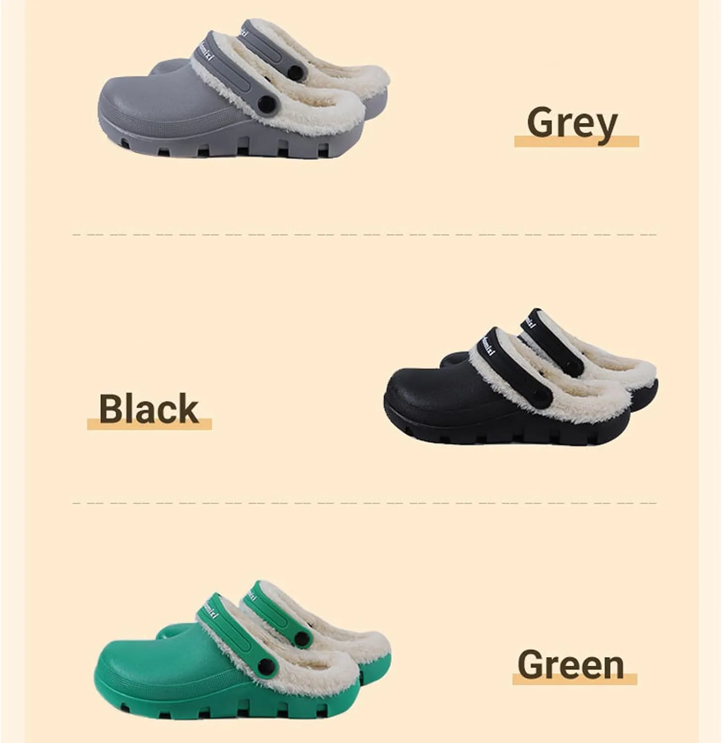 Garden Clogs Fuzzy for House : Women Men Warm Fur Lined Slippers for Winter Unisex Non-Slip Mules for Indoor Outdoor