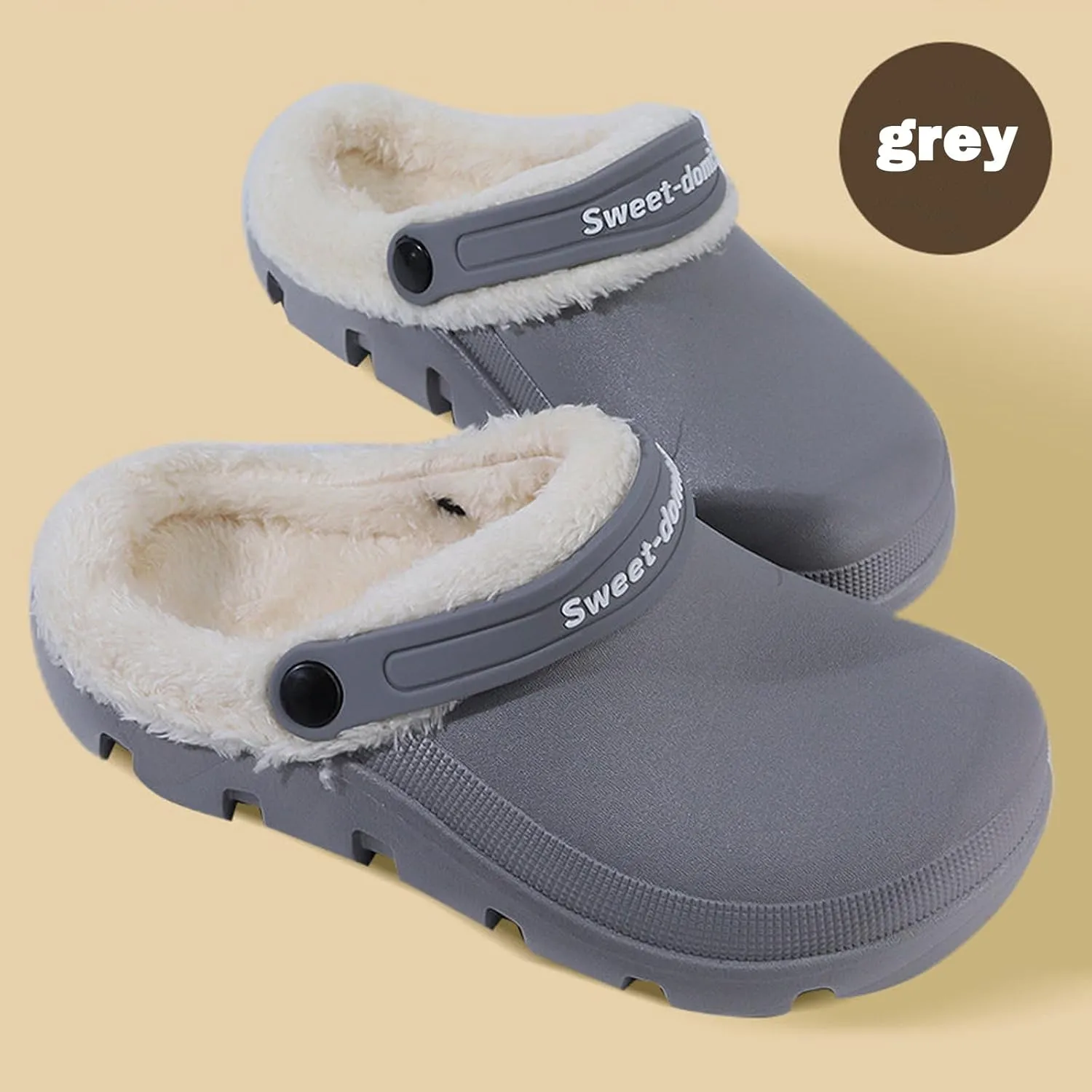 Garden Clogs Fuzzy for House : Women Men Warm Fur Lined Slippers for Winter Unisex Non-Slip Mules for Indoor Outdoor