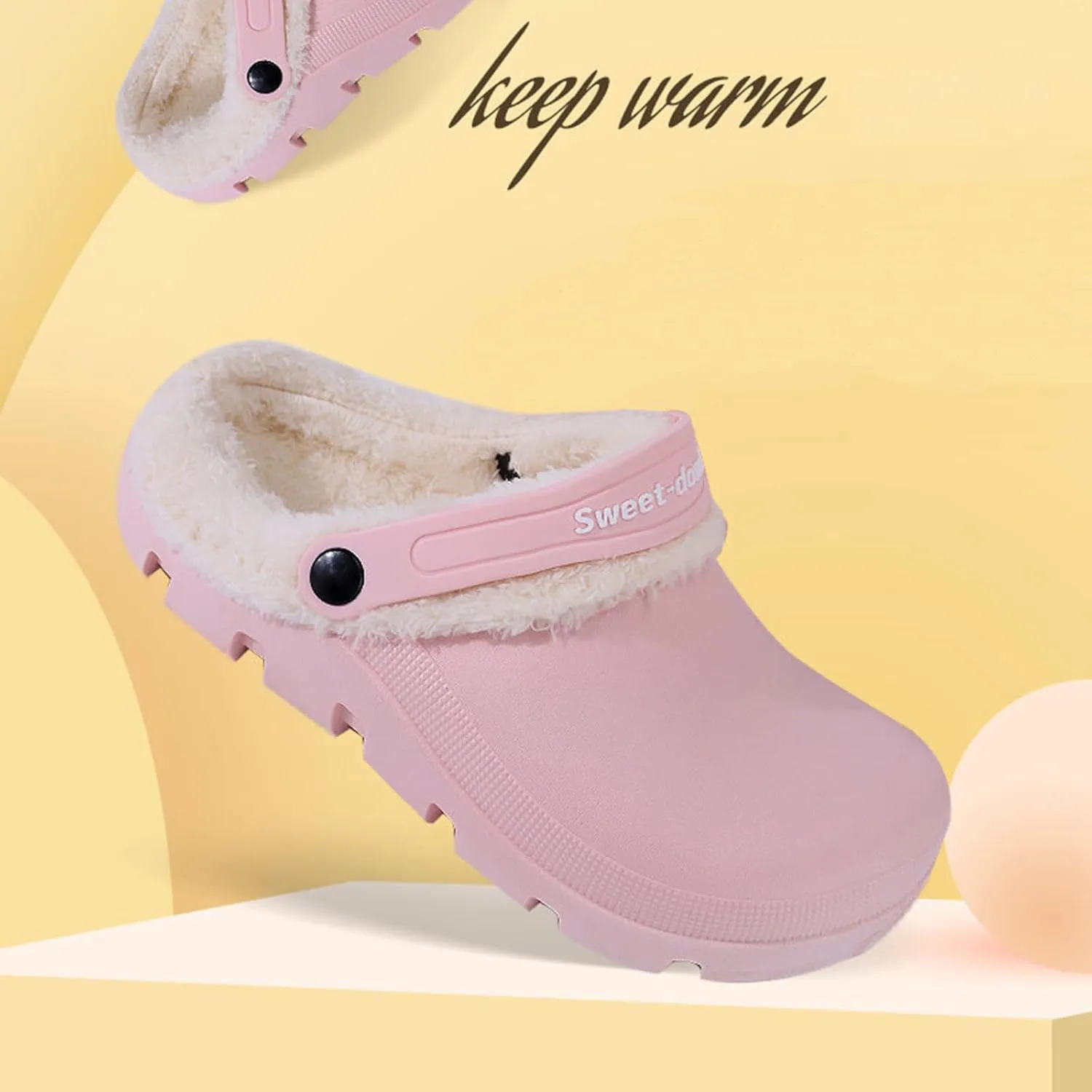 Garden Clogs Fuzzy for House : Women Men Warm Fur Lined Slippers for Winter Unisex Non-Slip Mules for Indoor Outdoor