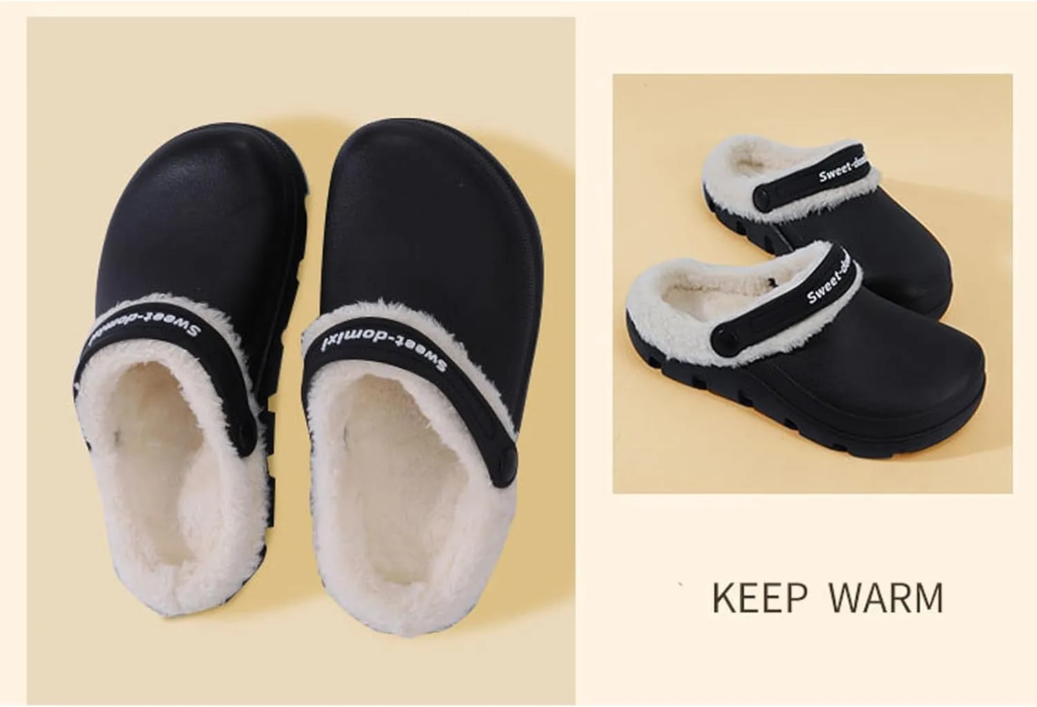 Garden Clogs Fuzzy for House : Women Men Warm Fur Lined Slippers for Winter Unisex Non-Slip Mules for Indoor Outdoor