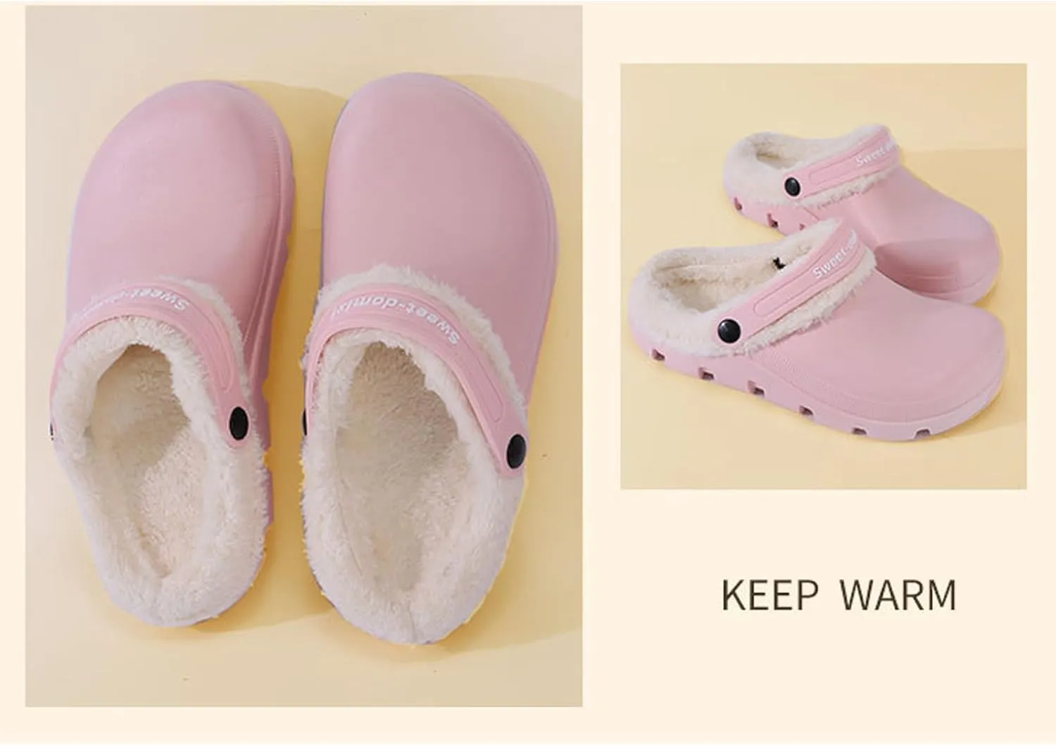 Garden Clogs Fuzzy for House : Women Men Warm Fur Lined Slippers for Winter Unisex Non-Slip Mules for Indoor Outdoor