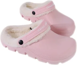 Garden Clogs Fuzzy for House : Women Men Warm Fur Lined Slippers for Winter Unisex Non-Slip Mules for Indoor Outdoor
