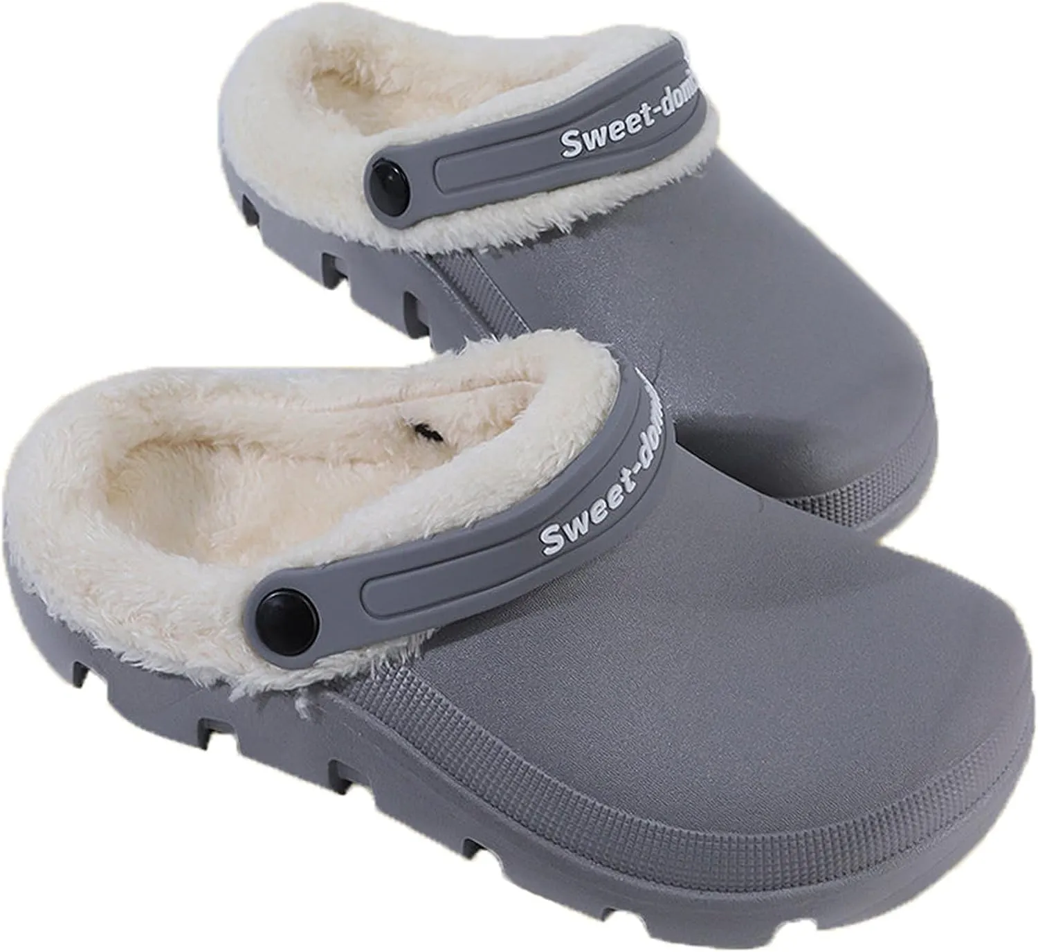 Garden Clogs Fuzzy for House : Women Men Warm Fur Lined Slippers for Winter Unisex Non-Slip Mules for Indoor Outdoor