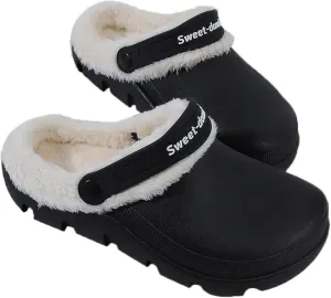 Garden Clogs Fuzzy for House : Women Men Warm Fur Lined Slippers for Winter Unisex Non-Slip Mules for Indoor Outdoor