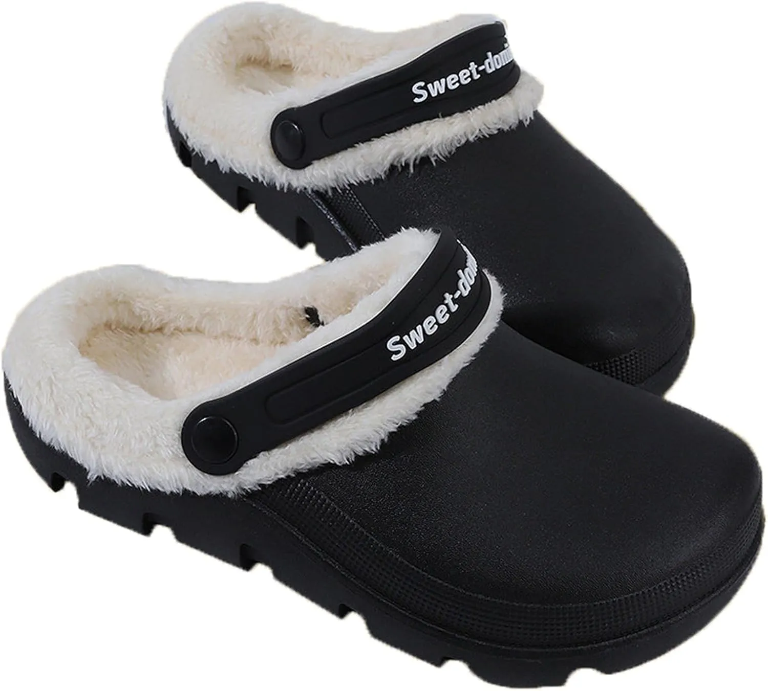 Garden Clogs Fuzzy for House : Women Men Warm Fur Lined Slippers for Winter Unisex Non-Slip Mules for Indoor Outdoor