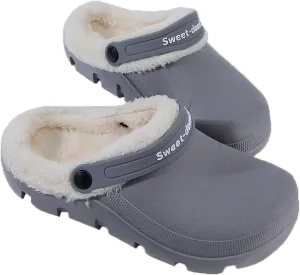Garden Clogs Fuzzy for House : Women Men Warm Fur Lined Slippers for Winter Unisex Non-Slip Mules for Indoor Outdoor
