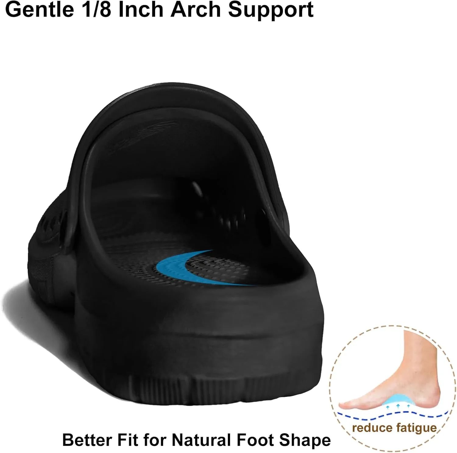 Gentle Arch Support Work Clogs Breathable Non Slip Shoes for Chef Nurse Garden Comfortable, Slip-on Lightweight Bistro Mules