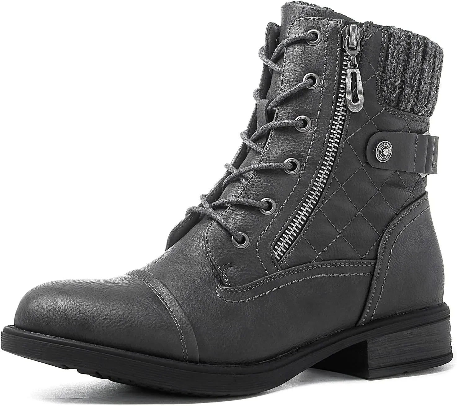GLOBALWIN Women's Ankle Booties Fashion Combat Boots Fall Boots For Women Comfortable Low Heel