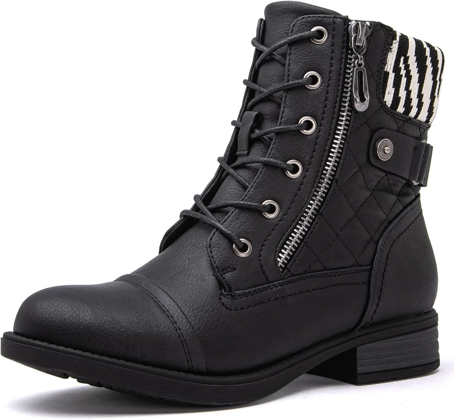 GLOBALWIN Women's Ankle Booties Fashion Combat Boots Fall Boots For Women Comfortable Low Heel