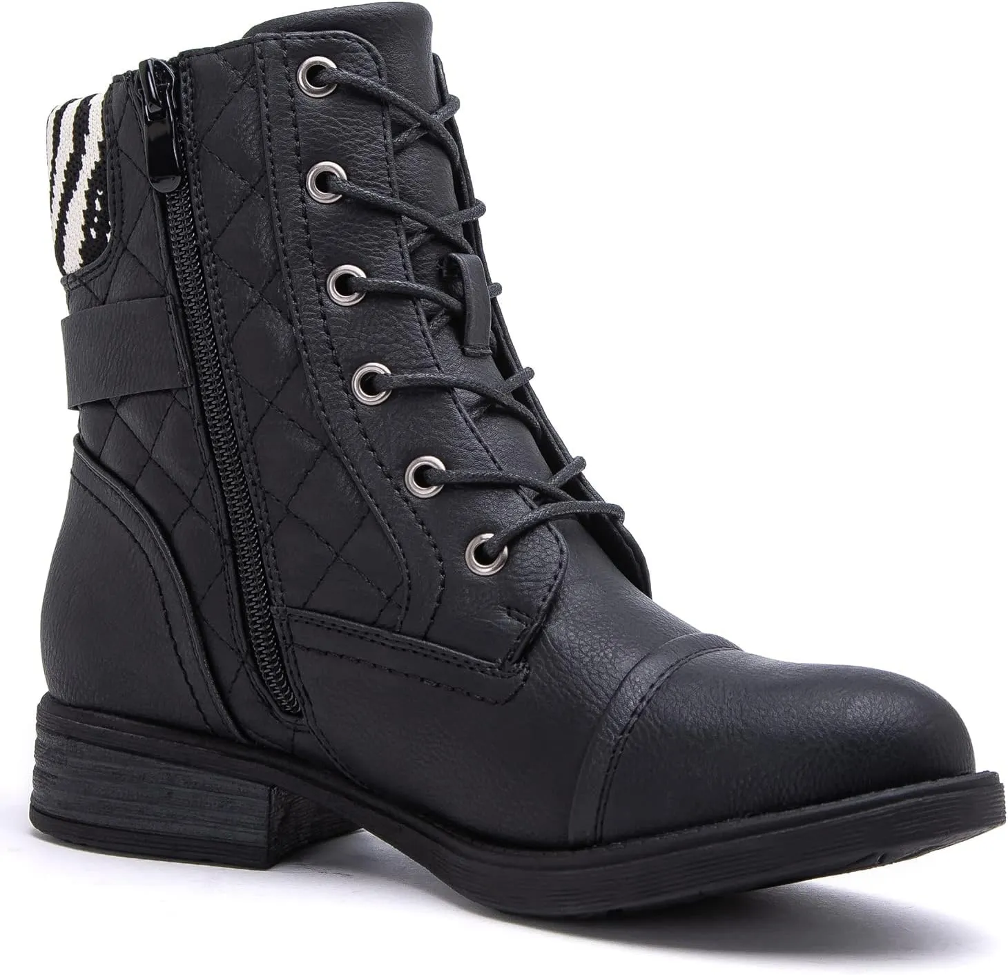 GLOBALWIN Women's Ankle Booties Fashion Combat Boots Fall Boots For Women Comfortable Low Heel