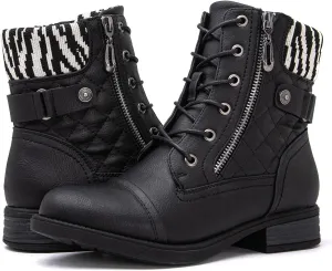 GLOBALWIN Women's Ankle Booties Fashion Combat Boots Fall Boots For Women Comfortable Low Heel