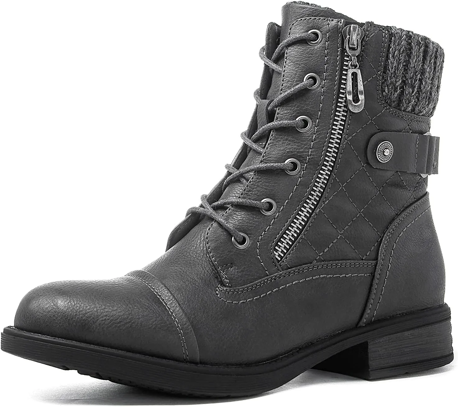 GLOBALWIN Women's Ankle Booties Fashion Combat Boots Fall Boots For Women Comfortable Low Heel