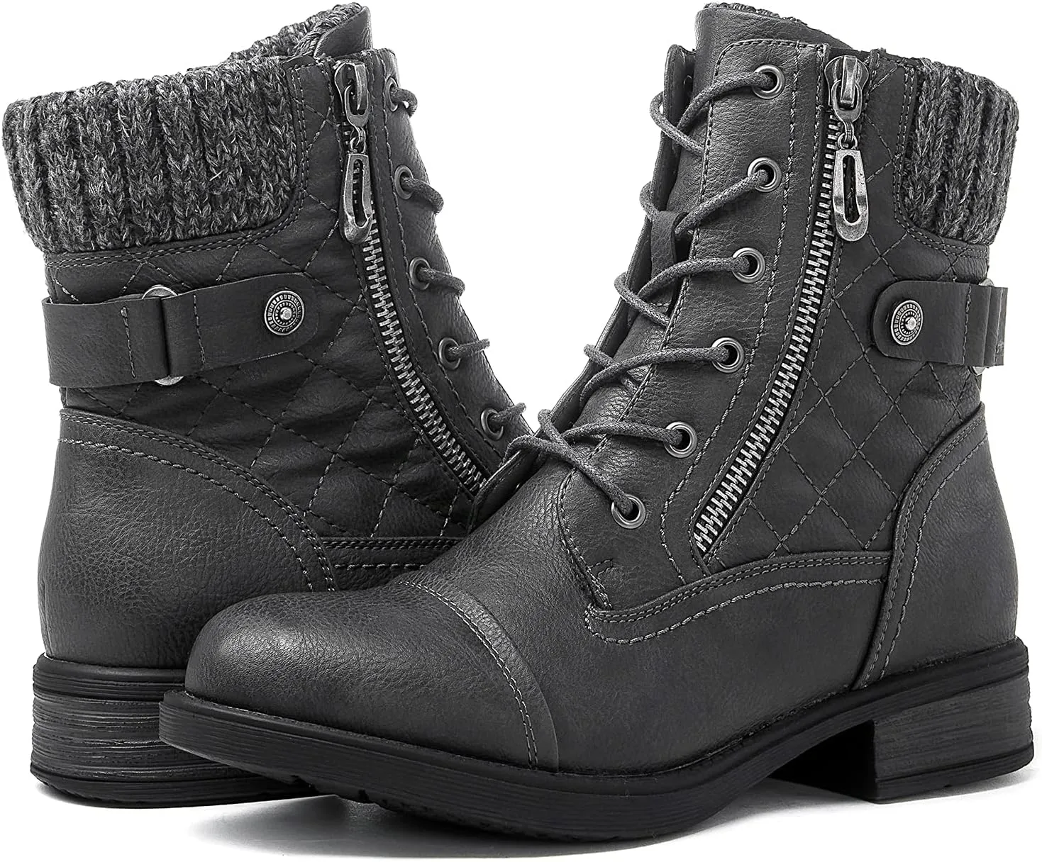 GLOBALWIN Women's Ankle Booties Fashion Combat Boots Fall Boots For Women Comfortable Low Heel