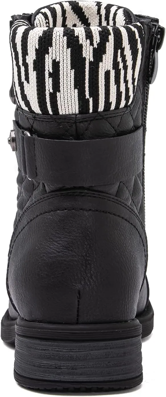 GLOBALWIN Women's Ankle Booties Fashion Combat Boots Fall Boots For Women Comfortable Low Heel