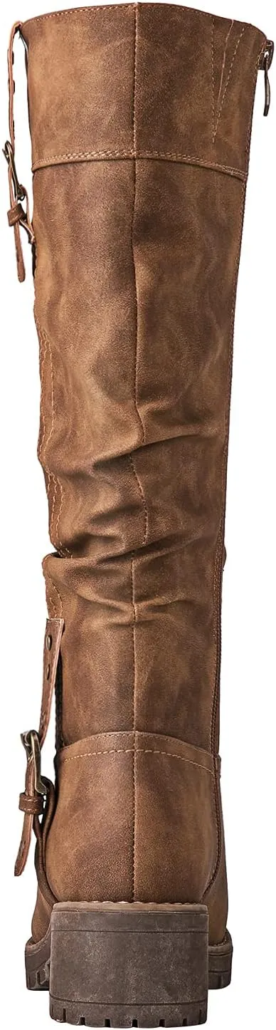 GLOBALWIN Women's Chunky Low Heels Boots Knee High Boots For Women