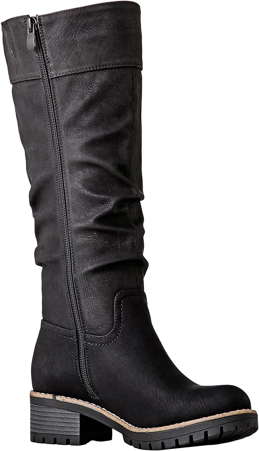 GLOBALWIN Women's Chunky Low Heels Boots Knee High Boots For Women