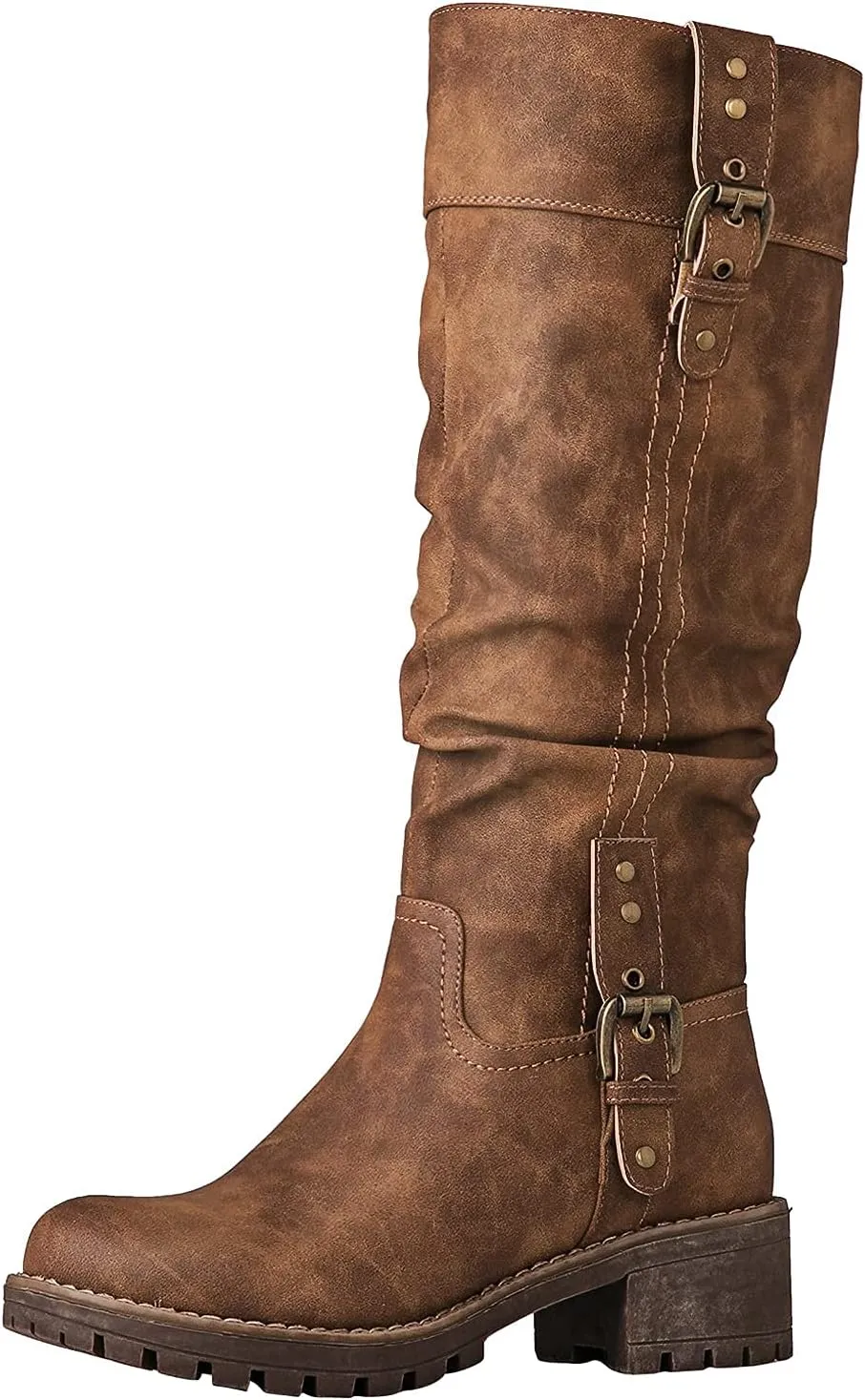 GLOBALWIN Women's Chunky Low Heels Boots Knee High Boots For Women