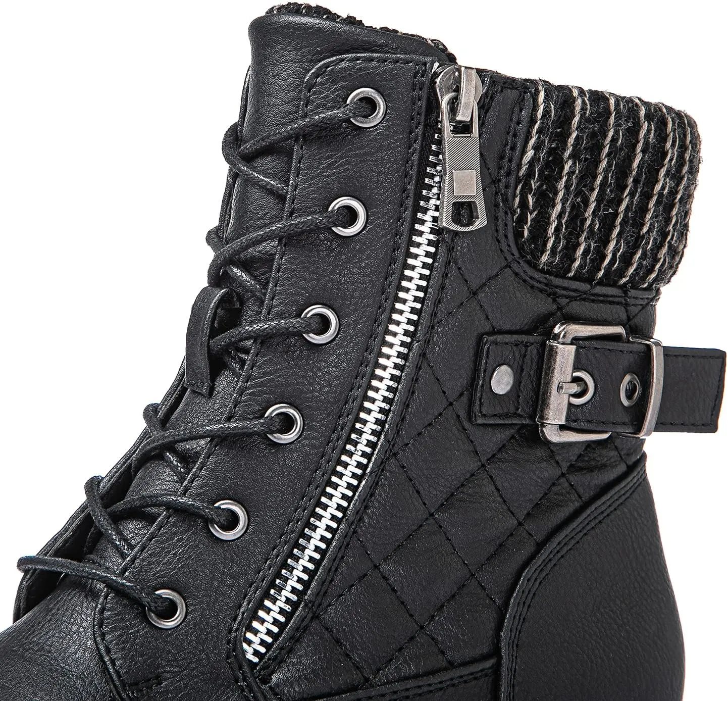 GLOBALWIN Women's Combat Boots Lace Up Boots For Women Ankle Booties With Low Heel Fashion Dressy Short Boots