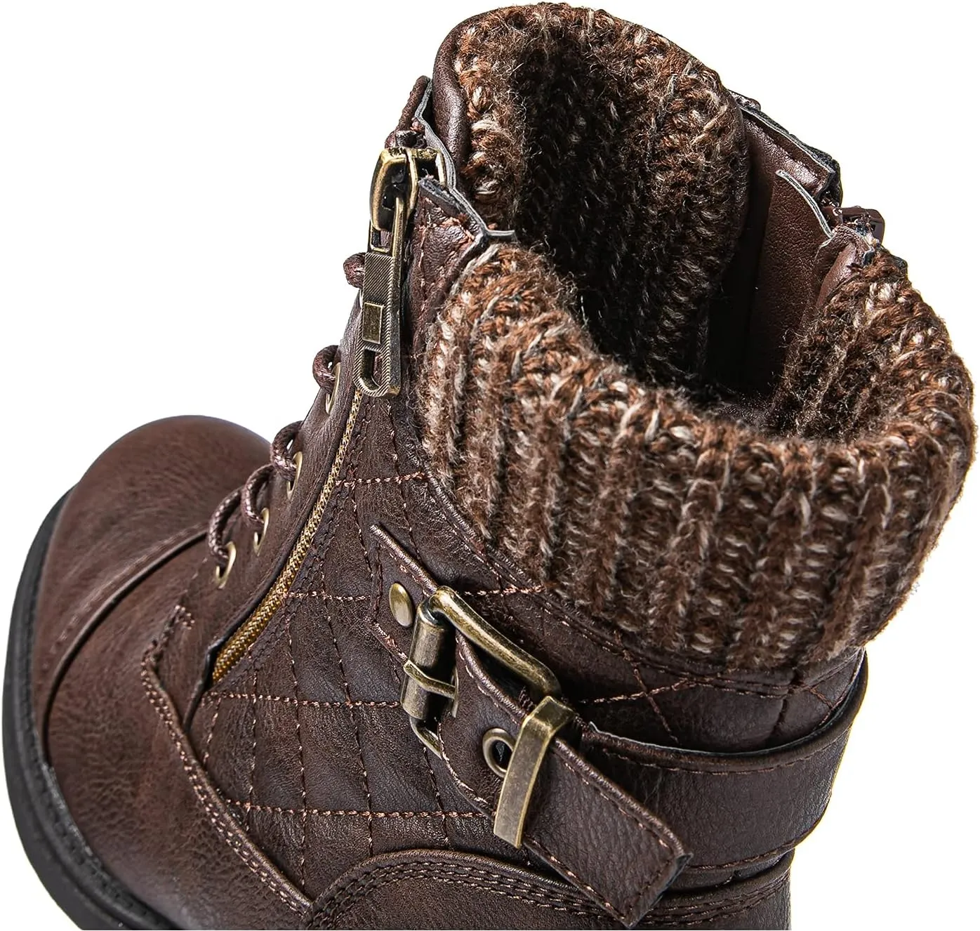GLOBALWIN Women's Combat Boots Lace Up Boots For Women Ankle Booties With Low Heel Fashion Dressy Short Boots