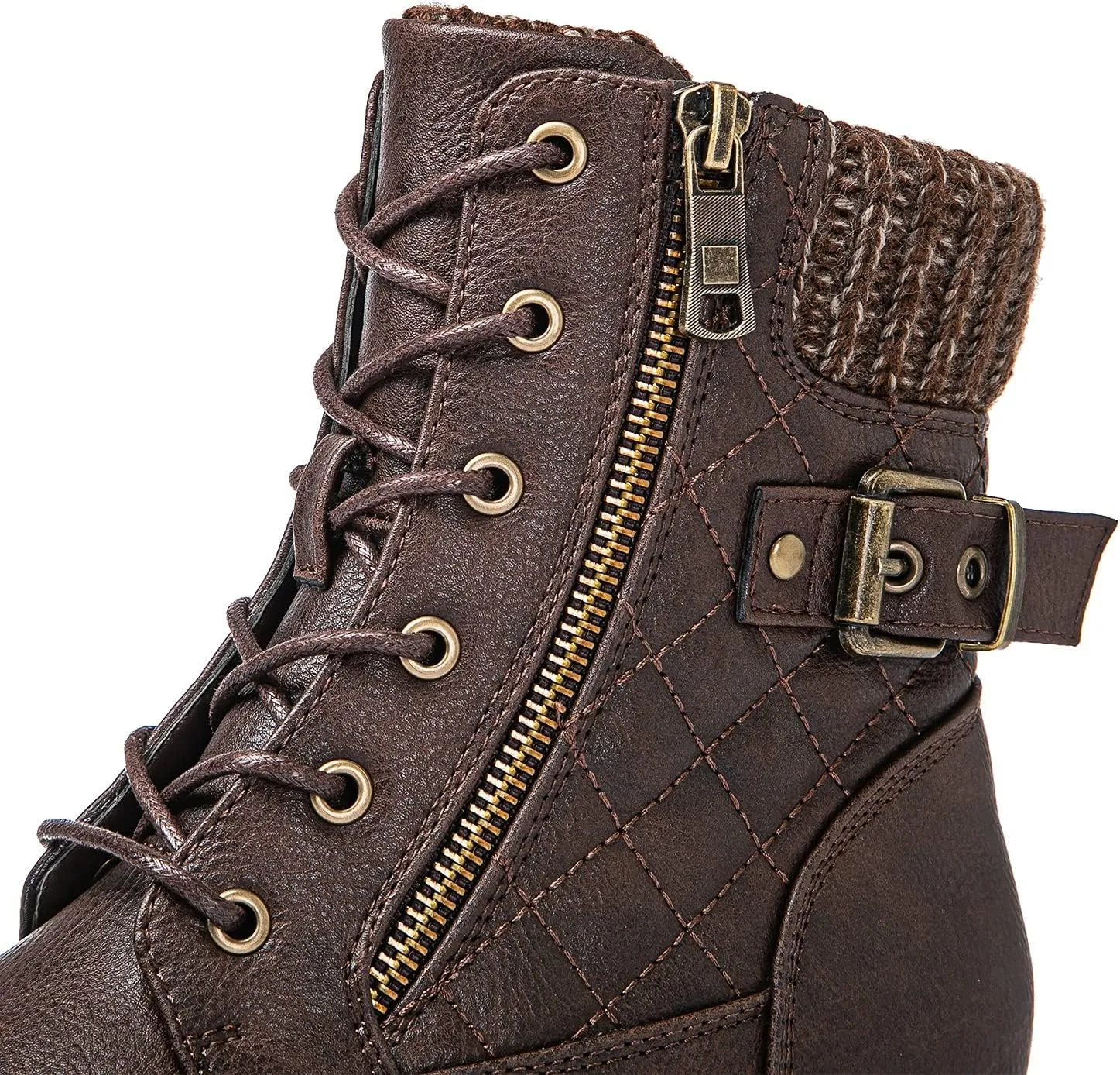 GLOBALWIN Women's Combat Boots Lace Up Boots For Women Ankle Booties With Low Heel Fashion Dressy Short Boots