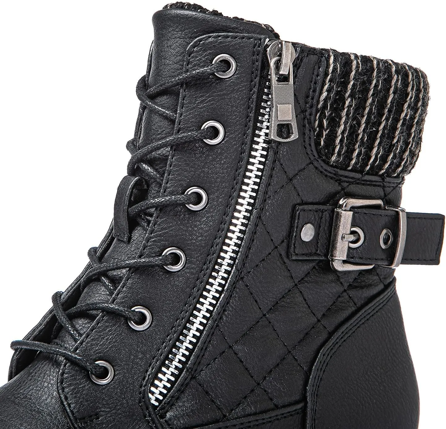 GLOBALWIN Women's Combat Boots Lace Up Boots For Women Ankle Booties With Low Heel Fashion Dressy Short Boots