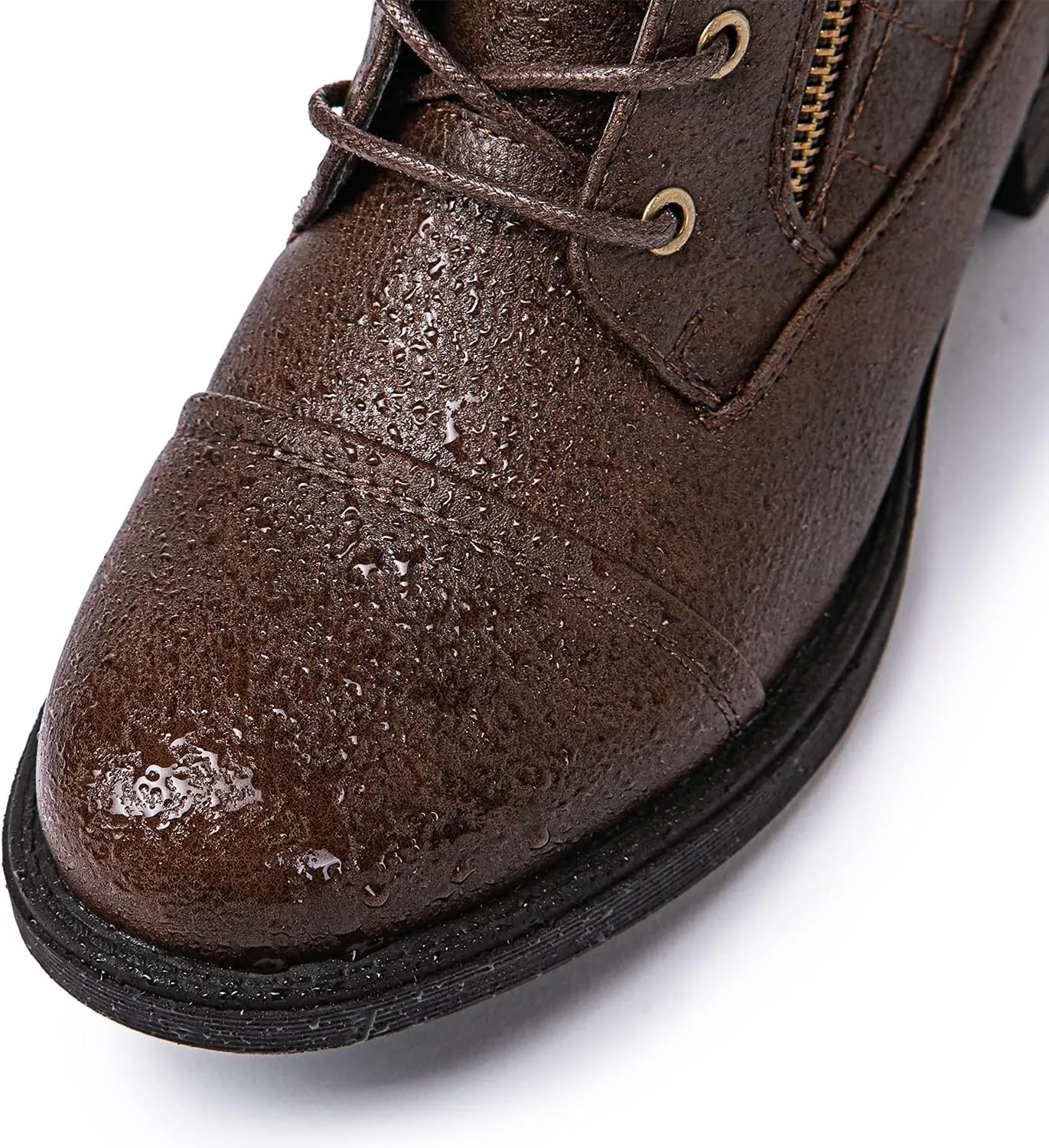 GLOBALWIN Women's Combat Boots Lace Up Boots For Women Ankle Booties With Low Heel Fashion Dressy Short Boots