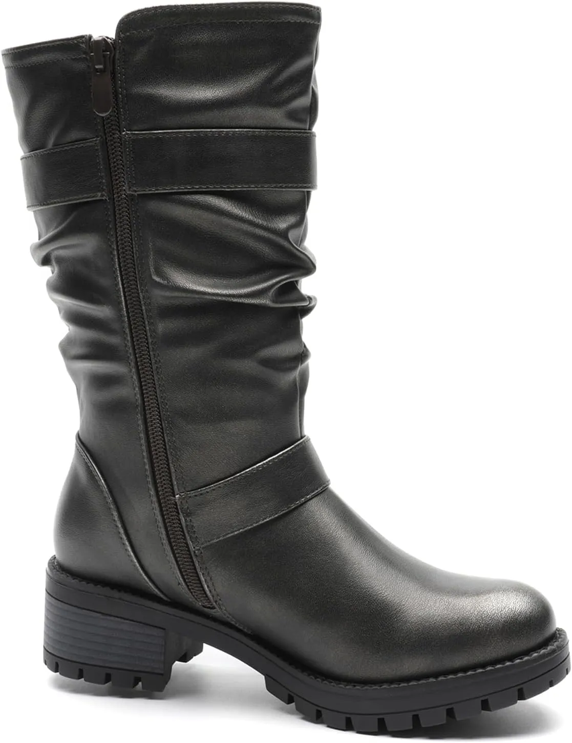 GLOBALWIN Women's Mid Calf Dress Boots Biker Motorcycle Riding Boots Women For Women