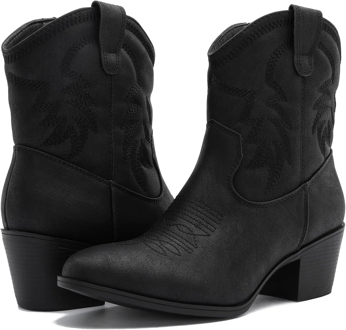 GLOBALWIN Women's Mid Calf The Western Cowboy Boots Fashion Cowgirl Boots For Women Low Heel