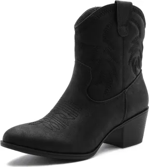 GLOBALWIN Women's Mid Calf The Western Cowboy Boots Fashion Cowgirl Boots For Women Low Heel