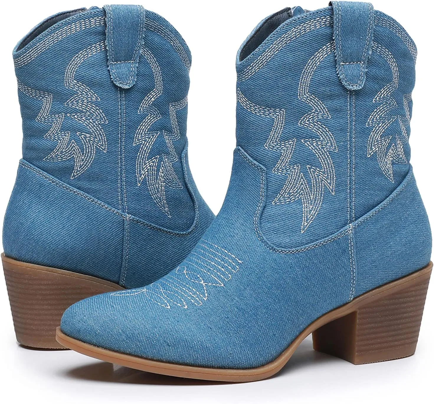 GLOBALWIN Women's Mid Calf The Western Cowboy Boots Fashion Cowgirl Boots For Women Low Heel