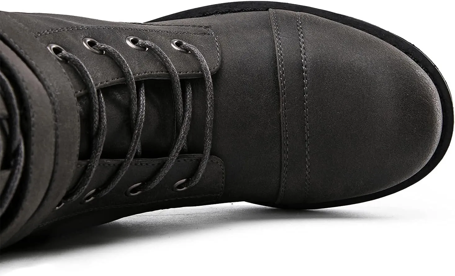 GLOBALWIN Women's Mid Calf To Knee High Boots Dressy Lace Up Combat Boots for Women Low Heel