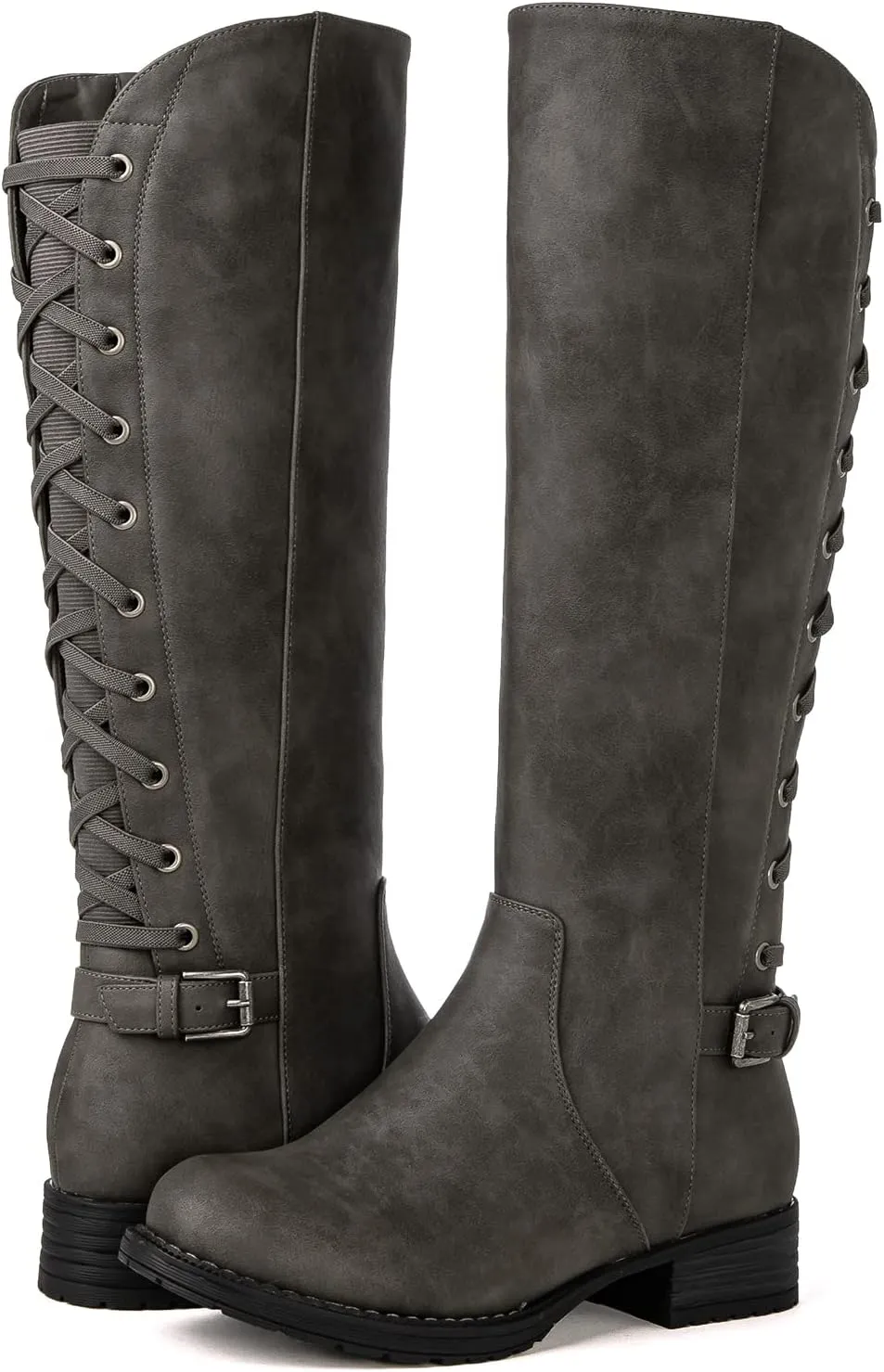 GLOBALWIN Women's Quilted Knee High Fashion Boots Strappy Boots For Women