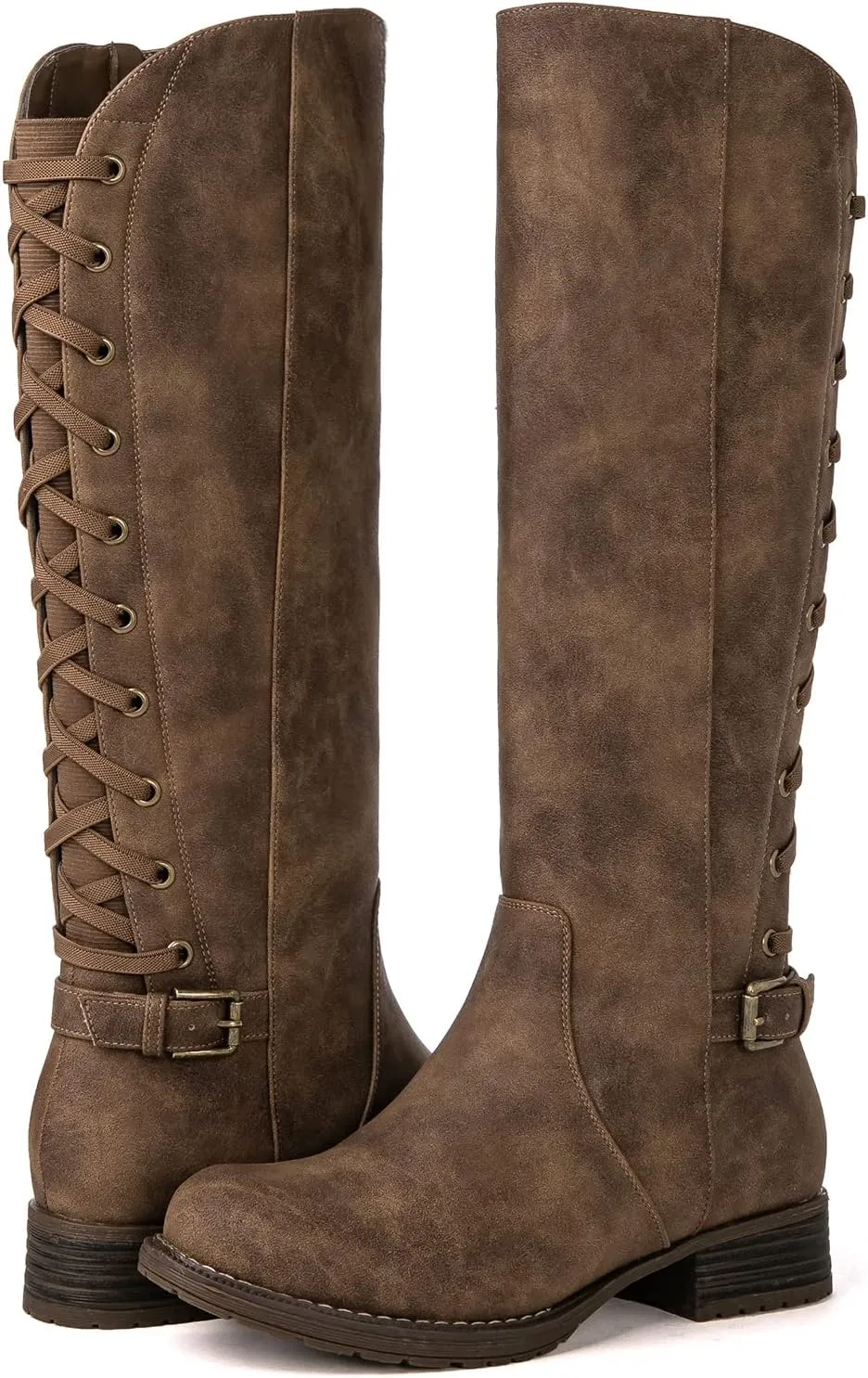GLOBALWIN Women's Quilted Knee High Fashion Boots Strappy Boots For Women