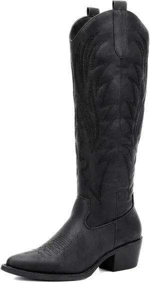 GLOBALWIN Women's The Western Cowboy Cowgirl Embroidered Knee High Boots