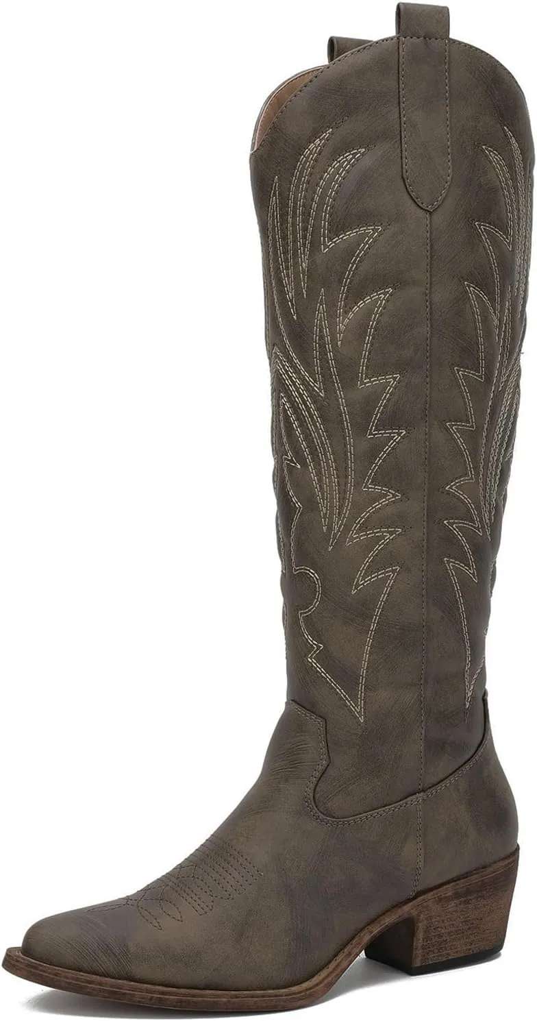 GLOBALWIN Women's The Western Cowboy Cowgirl Embroidered Knee High Boots
